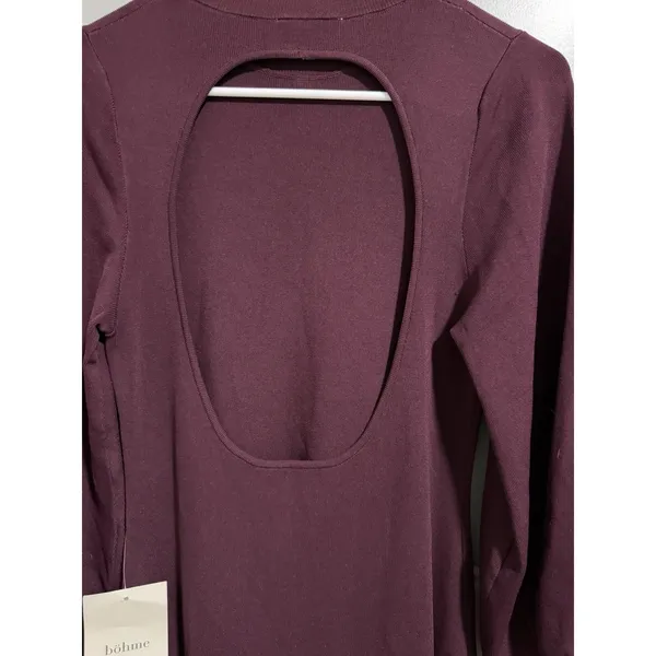 Böhme Mock Neck‎ Long Sleeve Cut Out Maxi Dress Burgundy Women's Size Large - Image 8