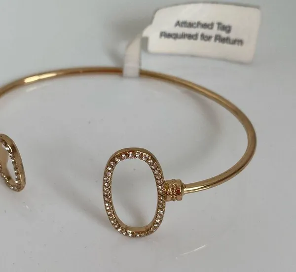BaubleBar Gold Pavé Crystal Circle Open Cuff Bracelet New With Tag - Image 2