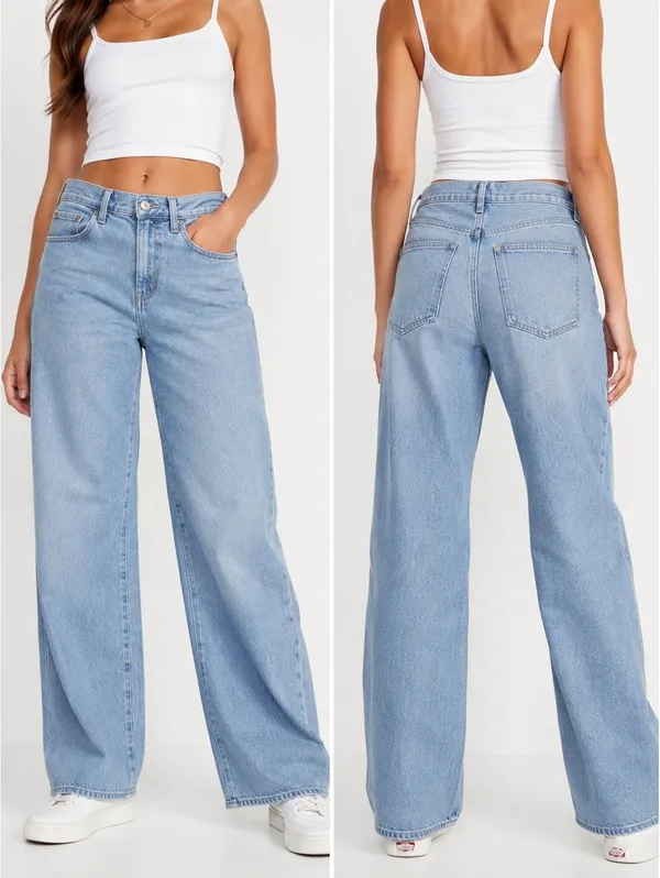 Old Navy Wow Loose Women’s Light Wash High Rise Wide Leg Jeans - Image 2