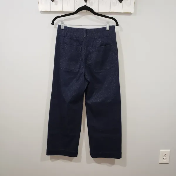 Anthro Maeve Colette Wide Leg Cropped Jeans Sparkle Denim 28 - Image 3