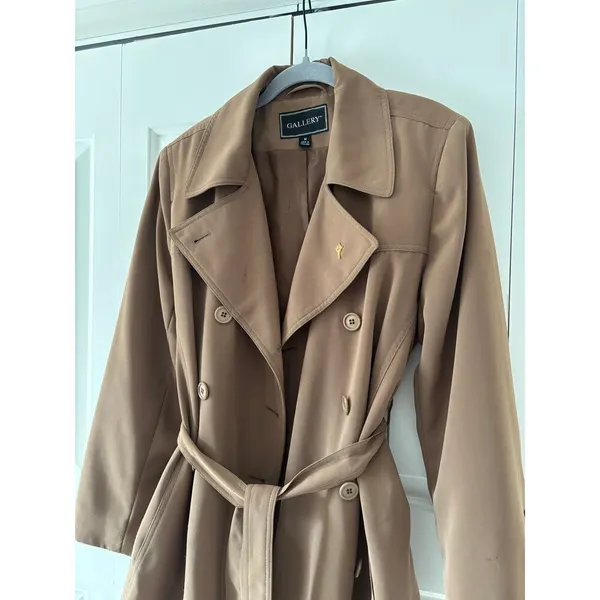 Gallery Medium dark green Double-Breasted Trench Coat - Image 4