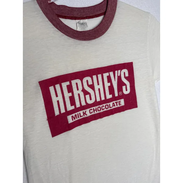 Vintage 90s Hershey’s Milk Chocolate Ringer Tee USA Made Slim Fit Small - Image 11
