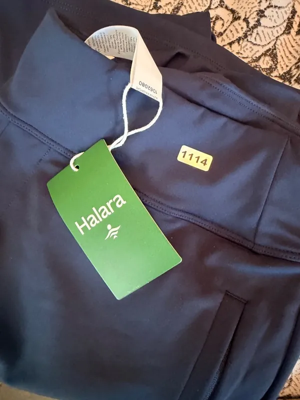 Halara Sz M Navy Blue Wide-Leg Pants With Pockets Size Medium Stretchy Polyeste - Image 3