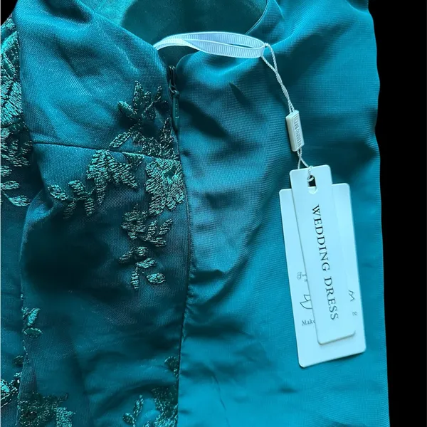 Elegant Teal Lace Women's Top Blue Size XS - Image 4