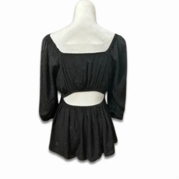 Treasure & Bond Boho Top Flowy Peplum Black Open Back Square Neck S NWOT Classic - Image 6