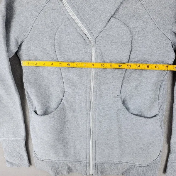 Lululemon Scuba Asymmetrical Full Zip Hoodie Women 10 Grey Heathered Sporty - Image 5