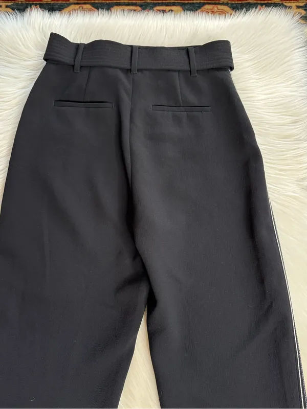 Wilfred Aritzia Black Jallade Belted White Striped Cropped Trousers - Image 9