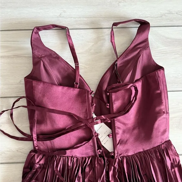 Wear Your Love Sleeveless Pleated Dress Burgundy Size 8 NWT - Image 7