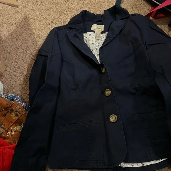 LL‎ bean navy blazer jacket 12 Blue - Image 3