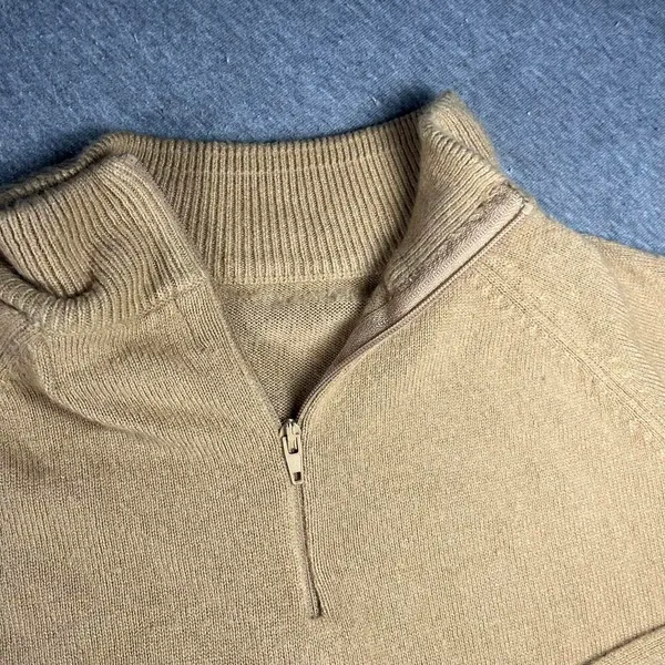 Studio Works 100% Acrylic Woman’s Small Sweater Beige Ribbed Collar Soft Knit - Image 4