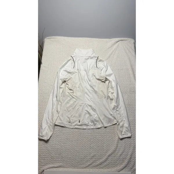 Lululemon White Mesh Panel Full Zip Running Training Jacket Size 10 Reflective - Image 3