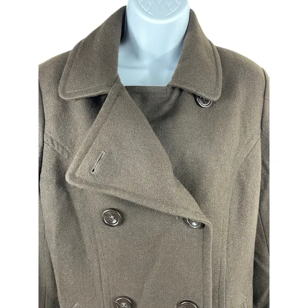 Anne Klein Brown Double Breasted Short Length Wool Blend M Lined Peacoat - Image 4