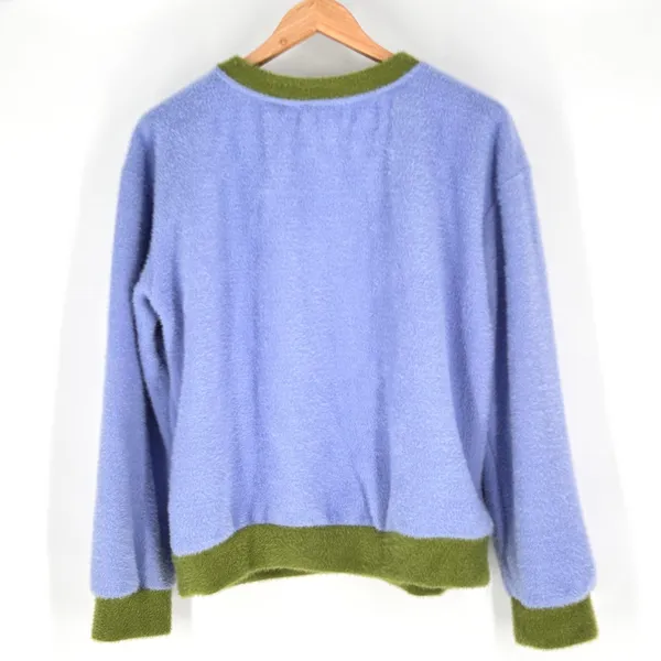 Maeve Anthropologie Sweater Women's M‎ Boxy Ringer Oversized Fuzzy Purple Green - Image 3