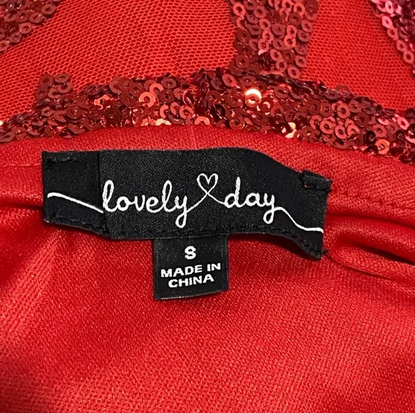 Lovely Day Hello Gorgeous Red Bodycon Sequin Mini Dress Size Small NWT - Image 6