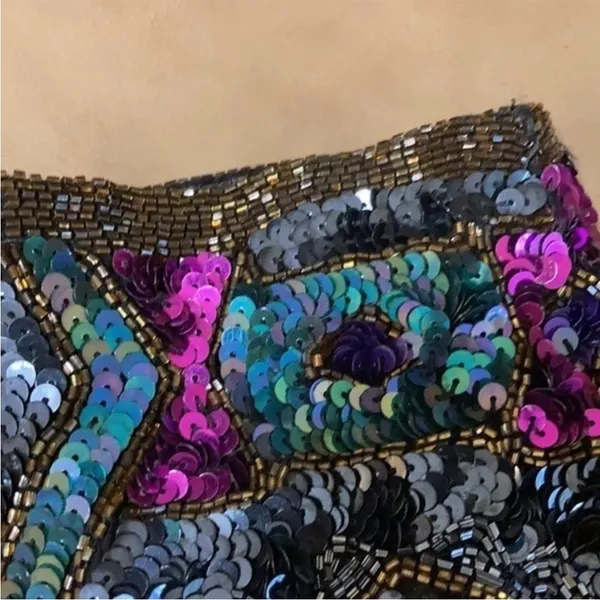 Vintage Art Deco 100% Silk Sequin & Beaded Top M - Image 12