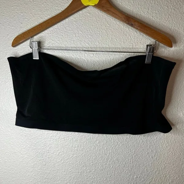 Skims black powermesh sheer strapless bandeau bra 4X plus - Image 6