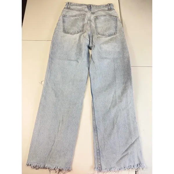 Zara High Waisted Wide Leg Distressed Jeans Light Wash‎ Blue Size 4 Distressed - Image 3