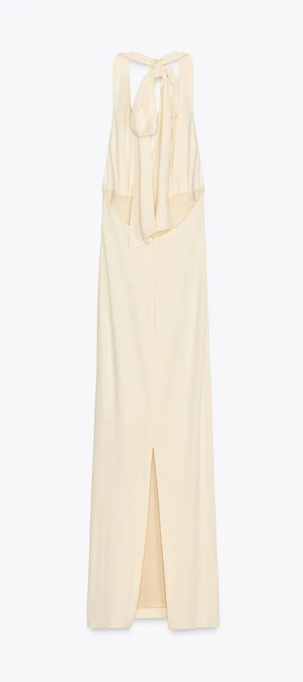 Zara dress maxi ecru ivory open back Evening holiday party wedding Gown - Image 9