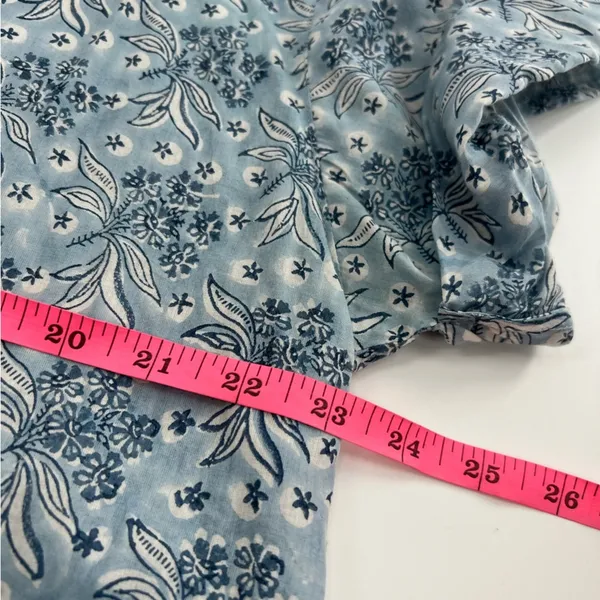 Cassandra Harper block print button down shirt‎ sz m Blue Size M - Image 4