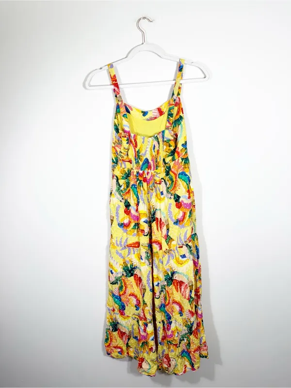 Anthropologie Farm Rio Textured Tropical Maxi Dress Yellow Small - Image 5