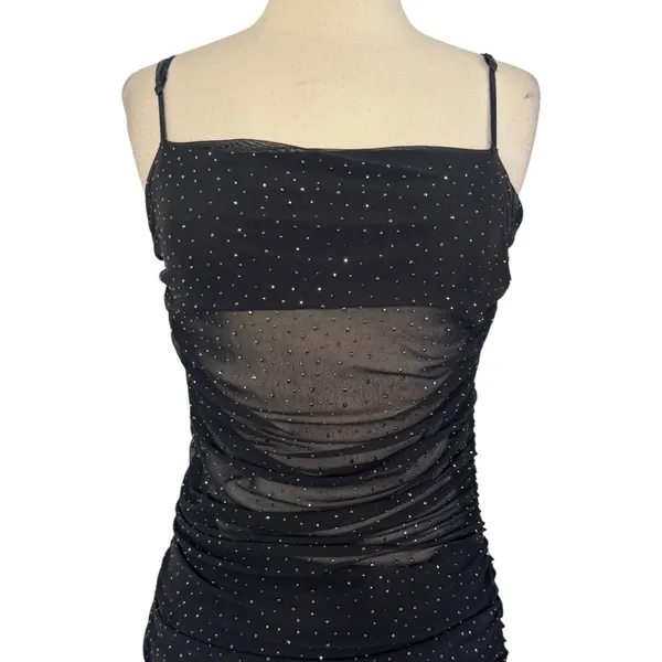 AFRM Jennan Rhinestone Illusion Maxi Dress Mesh Mid Section Black Size M - Image 5
