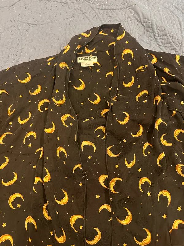 100% silk star and moon robe Black - Image 2