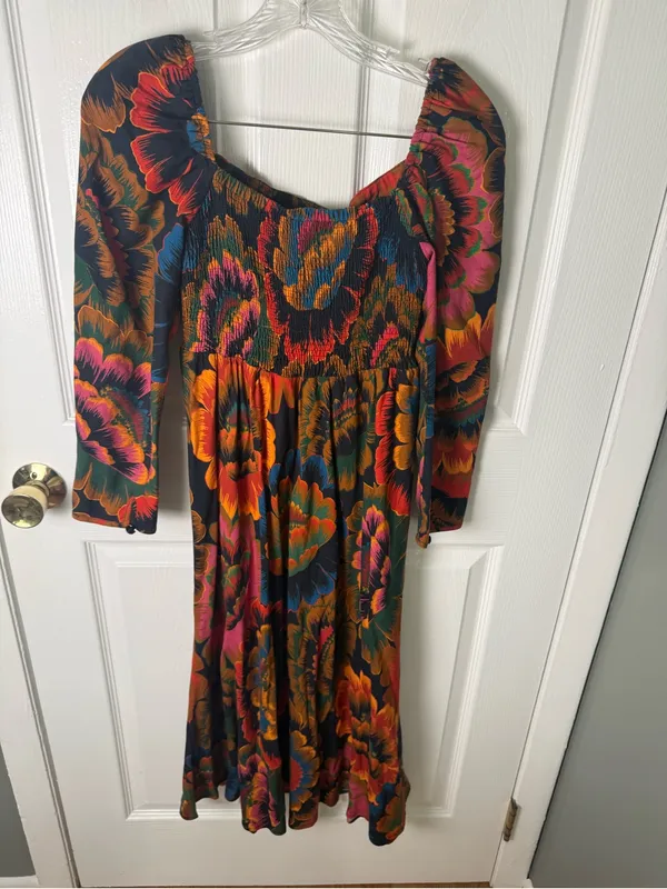 Farm Rio Colorful Flowers Midi Dress M - Image 7