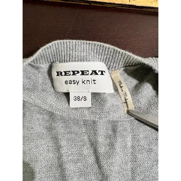 REPEAT Easy Knit Gray Cotton Viscose‎ Crewneck Relaxed Sweater Size 38 S - Image 4