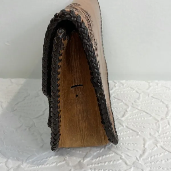 Source Unknown Tooled Leather Embroider bag - Image 2