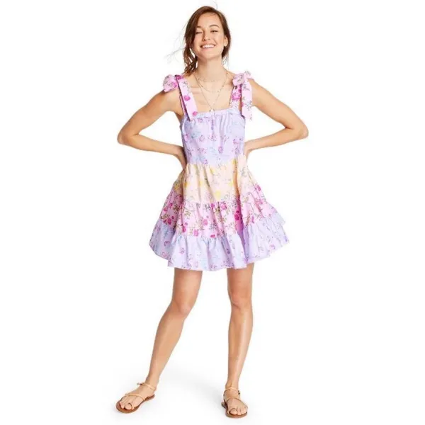 LoveShackFancy x Target Jeanne Tiered Dress 100% Cotton Tie Strap Babydoll Small - Image 2