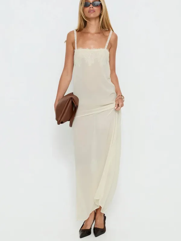 Lioness Glacial Sheer Maxi Dress Butter - Image 3