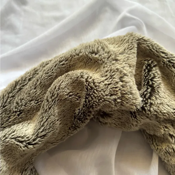 Faux Fur Infinity Scarf Tan - Image 5