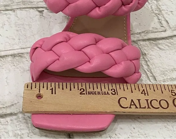 BCBGeneration Pink “Finaa” Slide Chunky Braided Woven Strap Heel Sandal Size 7 - Image 10
