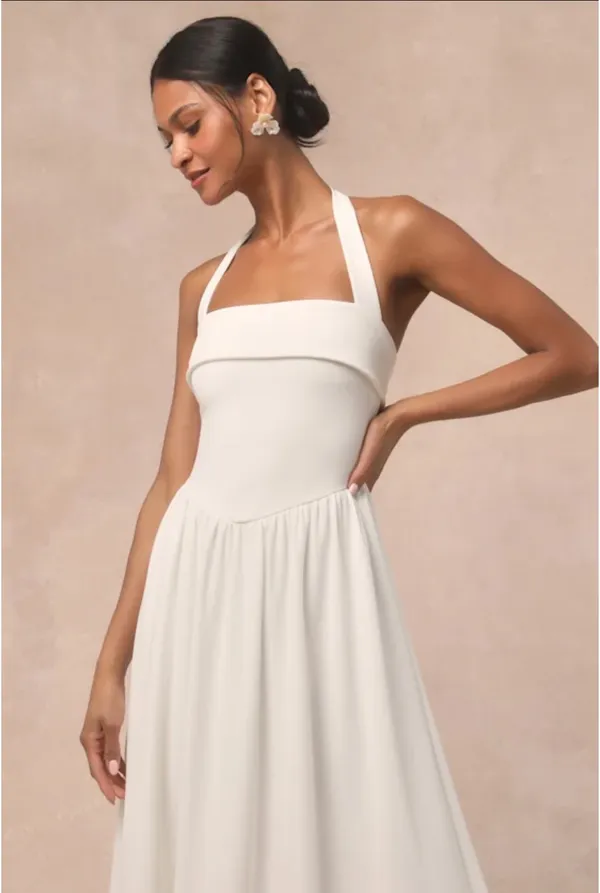 Lulus Telia white halter basque dress - Image 3