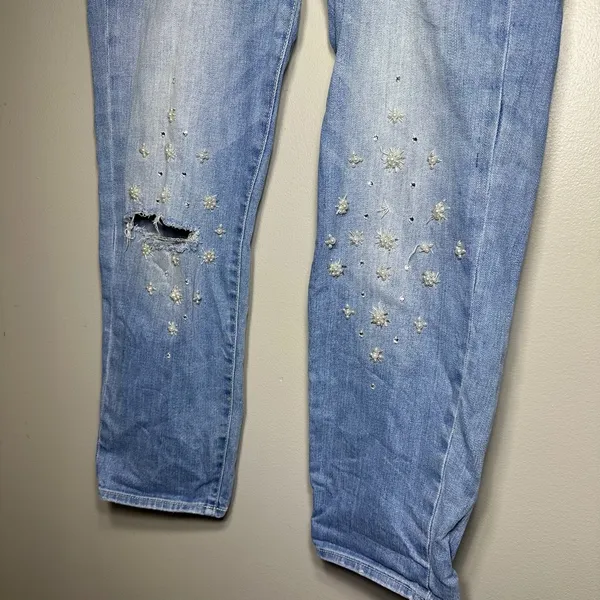 Abercrombie‎ & Fitch Distressed Rhinestone Jeans Women 4/27 Y2K Denim - Image 2