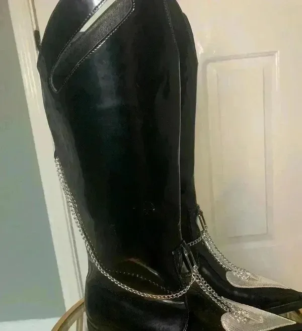 Western cowboy boots. Black Size 8 - Image 4