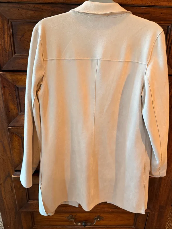 Philosophy Republic Clothing Faux Suede Waterfall Open Front Jacket Small Neutral - Image 4