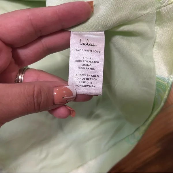 Lulus Brighter Side Light Green Floral Satin Jacquard Mini Dress - Image 7