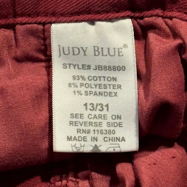 Judy Blue Jeans High Rise Straight Wide Leg Front Seam Minimalist Burgundy 13/31 - Image 4