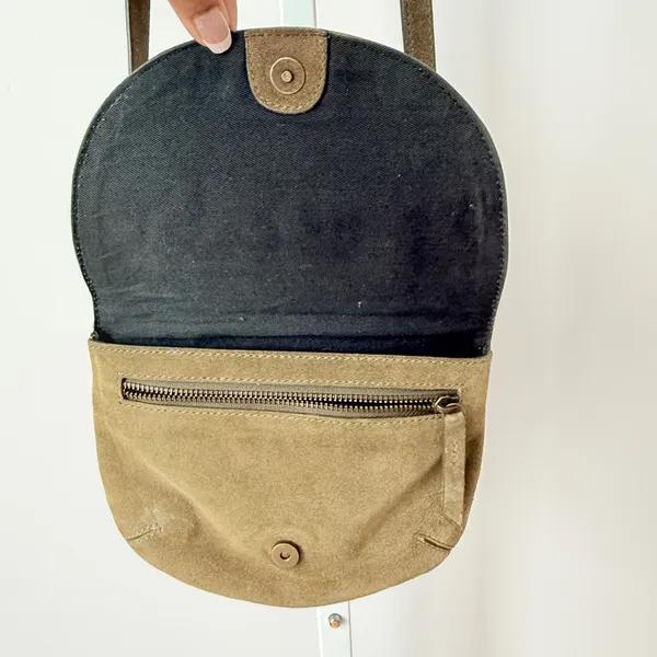 Multicolor Suede‎ Scalloped Patchwork Crossbody Bag Mermaid Boho Brown - Image 4
