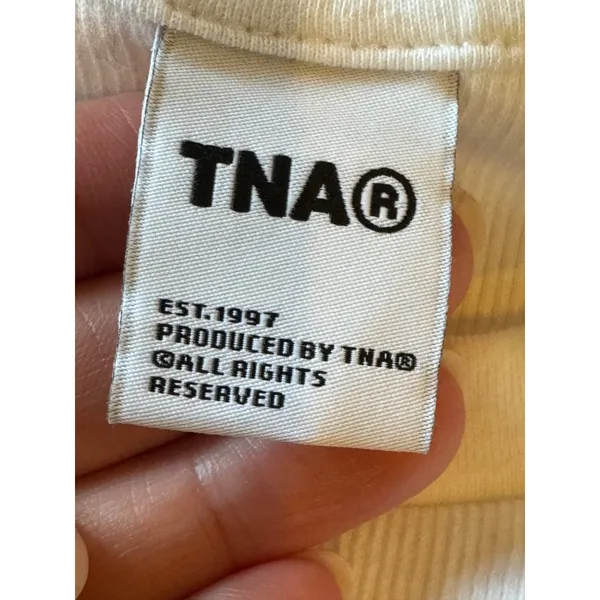 Aritzia TNA Tee Women XS White‎ Ribbed Knit Crew Neck Short Sleeve Baby Tee Crop - Image 10