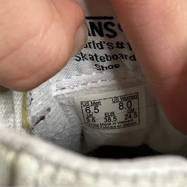 Vans all white canvas hightop‎ sneakers unisex sizing - Image 7