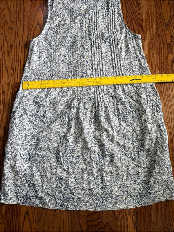 Faherty Isha Dress XS Cream Imma Floral Linen Blend Pintuck Mini Dress NWOT - Image 13
