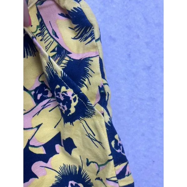 J.Crew Floral Shorts Womens 4 Yellow Linen Cotton Pull‎ On Style Vacation Fun - Image 3
