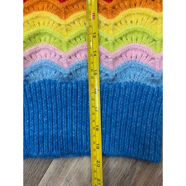 Zara Sweater Vest Small Rainbow Scallop Knit Sleeveless Colorblock - Image 5