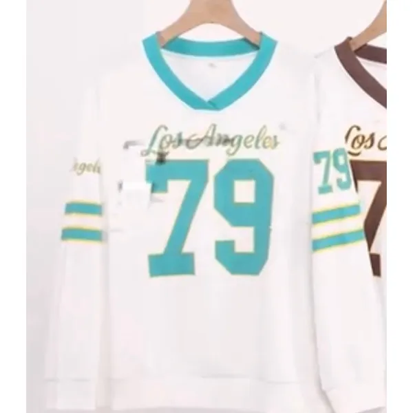 NEW Oversized Jersey Shirt V Neck Sweatshirt Graphic Pullover S - Image 8