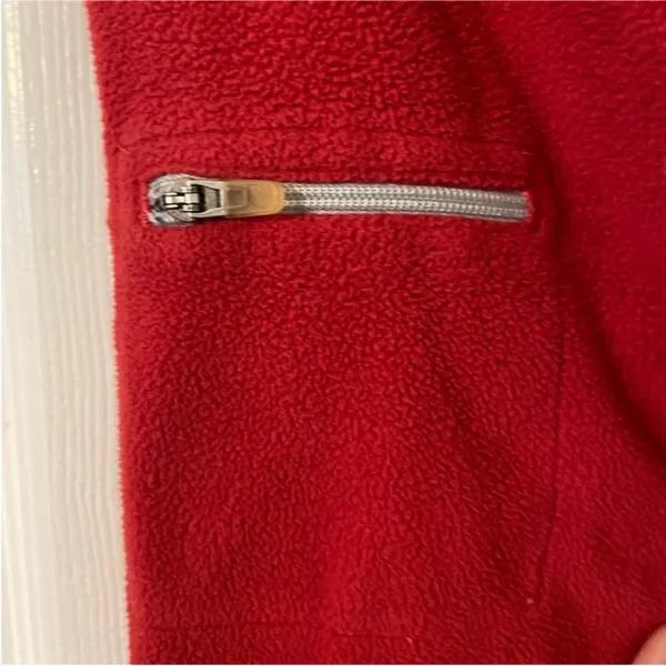 L.L. Bean Red Fleece Quarter‎ Zip Pullover Sweater Women's Size Large - Image 4