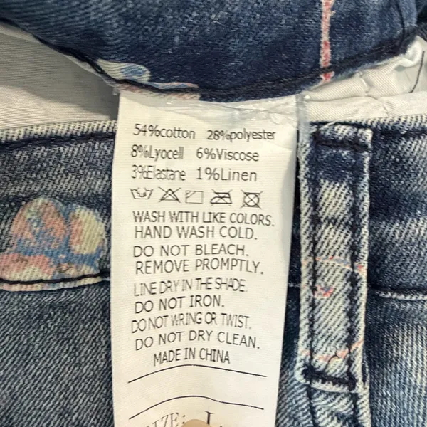 Women's Denim Floral Stamped Jeans Size Large #260709 - Image 6