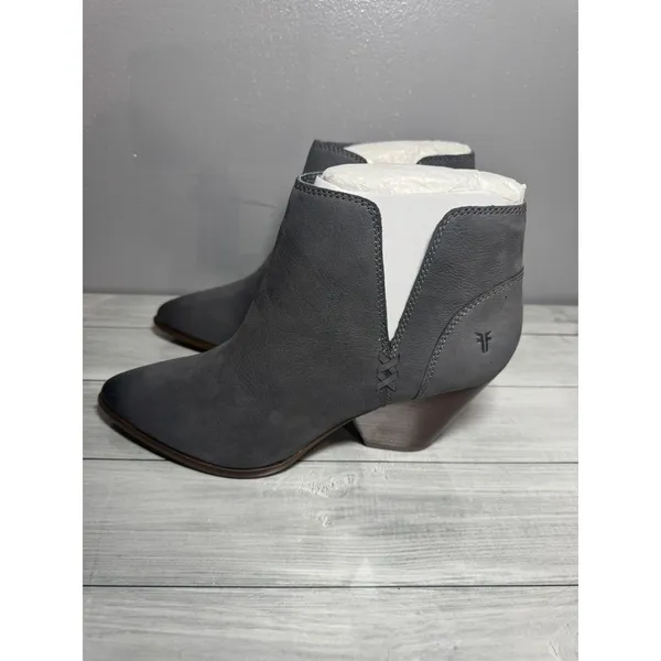 FRYE Reina Cut Out Short Gray Leather Slip On Womens Bootie Boots Size 10M 78394 - Image 13