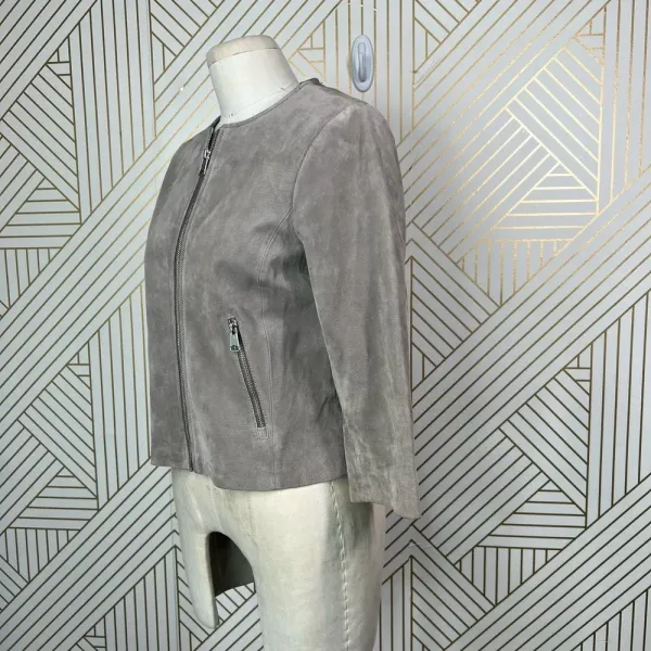 Soia + Kyo Collarless Zip Front Suede Jacket Tan Brown Size‎ US Small - Image 7